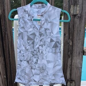 Nike White and Gray Geometric Sleeveless Top